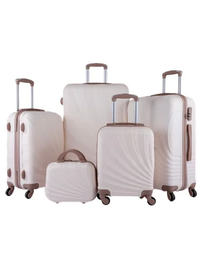 LIMRA Hardside 5 Piece Luggage Trolley Set Beige