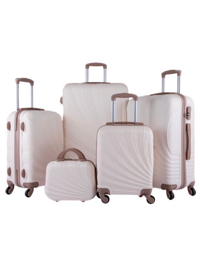 ليمرا طقم شنط سفر مكون من 5 حقائب أمتعة بعجلات و بتصميم صلب بيج - Image 1