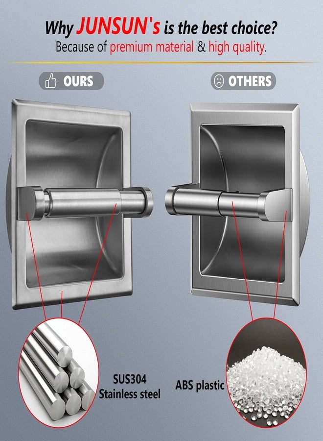 JunSun Recessed Toilet Paper Holder Brushed Nickel Stainless Steel Toilet Paper Roll Holder Tissue Holder Modern Tissue Roll Holder 6" X 6" Square Jumbo Mega Roll Holder Rear Mounting Bracket Included - Image 4