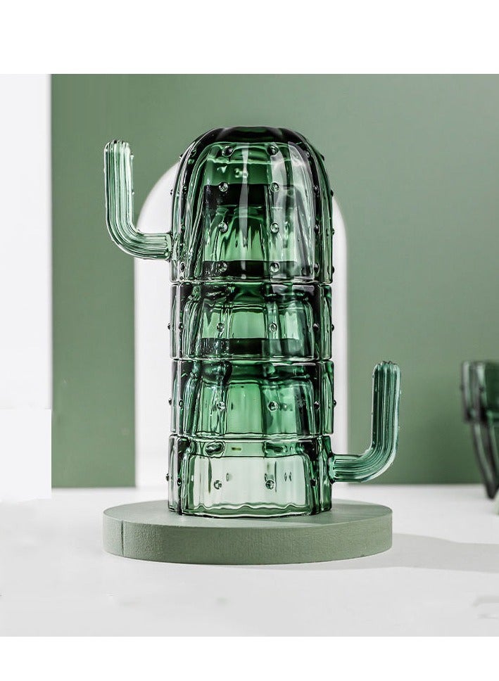 Y&D 4 Piece Cactus Glass Coffee Cup Set  - Image 1