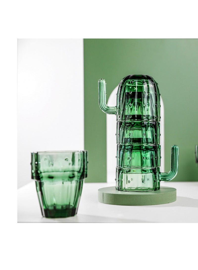 Y&D 4 Piece Cactus Glass Coffee Cup Set  - Image 3