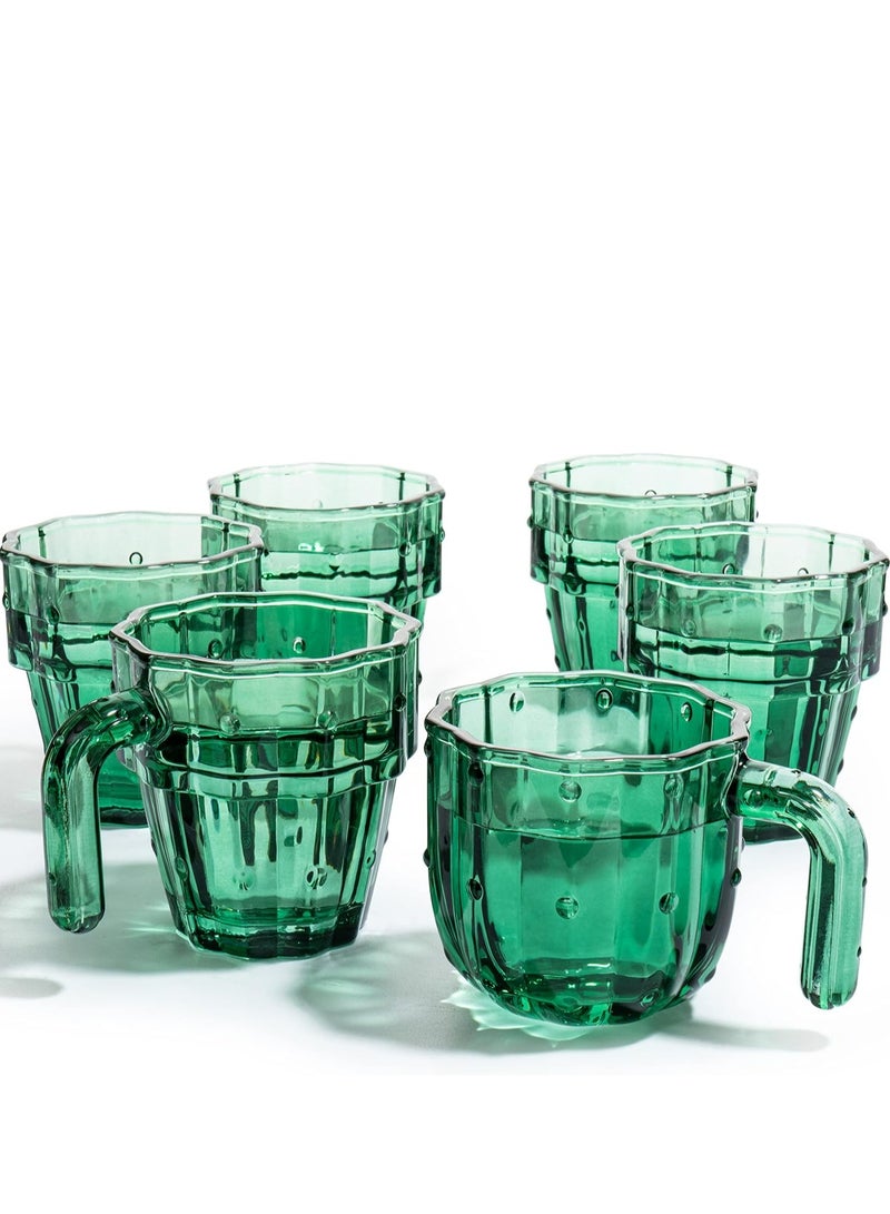 Y&D 4 Piece Cactus Glass Coffee Cup Set  - Image 4