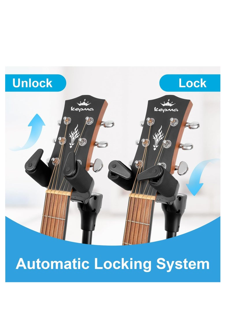 Mike Music Double Guitar Stand Adjustable Folding Electric Guitar Stand with Non-Slip Rubber & Soft Foam Protection, Guitar Stand for 2 Guitars, Bass, Acoustic and Electric Guitars  - Image 3