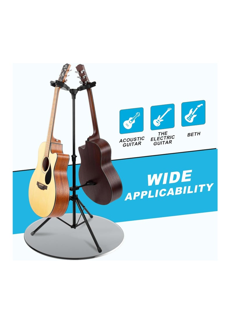 Mike Music Double Guitar Stand Adjustable Folding Electric Guitar Stand with Non-Slip Rubber & Soft Foam Protection, Guitar Stand for 2 Guitars, Bass, Acoustic and Electric Guitars  - Image 5