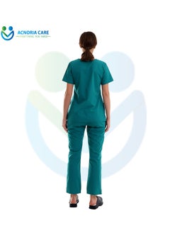 ACNORIA CARE Women's Medical Scrubs Consisting Of Two Pieces A Blouse And Pants, 35% Cotton And 65% Polyester Turquoise Color - Size M - From Acnoria Care  - Image 2