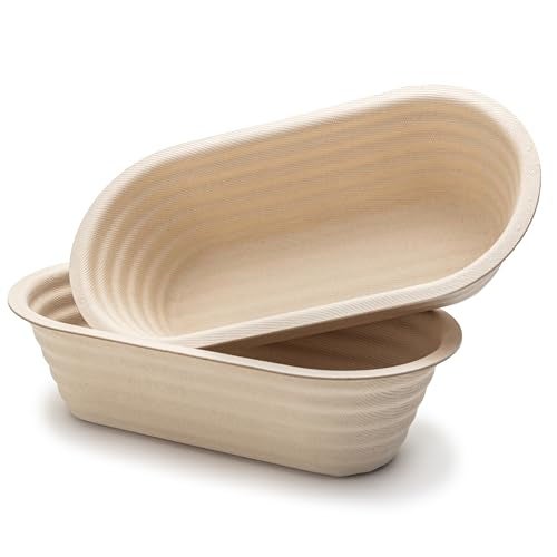 Brod & Taylor Brod Taylor Banneton Batard 10 Proofing Basket for Sourdough Artisan Bread Baking Stackable Made From Bamboo Sugarcane Pulp 2Pack - Image 1