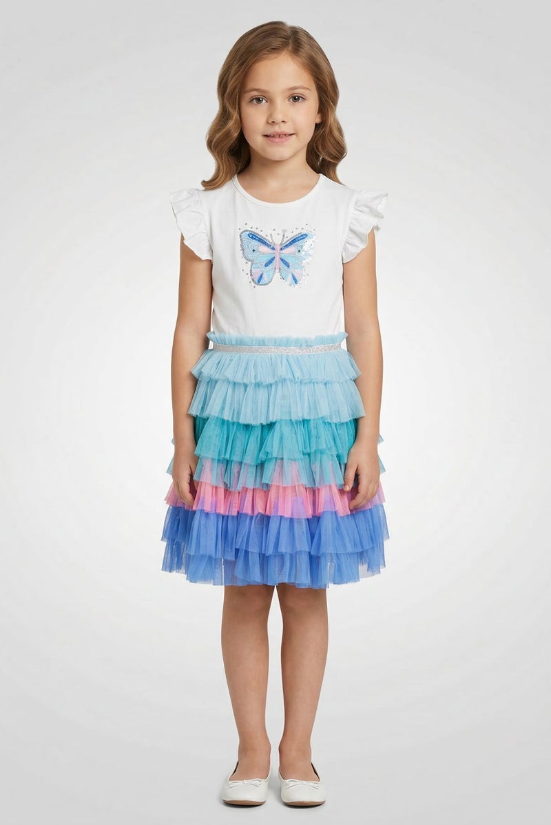 MISS Kids Girl Textured Dress, Multicolor - Image 1