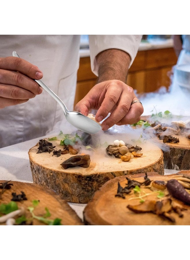 Romooa 4 Pieces 10 Inch Flat Serving Spoon Slotted Spoon 304 Stainless Steel Roux Spoon for Cooking Kitchen Buffet Utensils, 2 Styles - Image 5