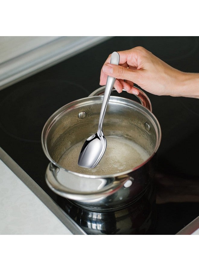 Romooa 4 Pieces 10 Inch Flat Serving Spoon Slotted Spoon 304 Stainless Steel Roux Spoon for Cooking Kitchen Buffet Utensils, 2 Styles - Image 4