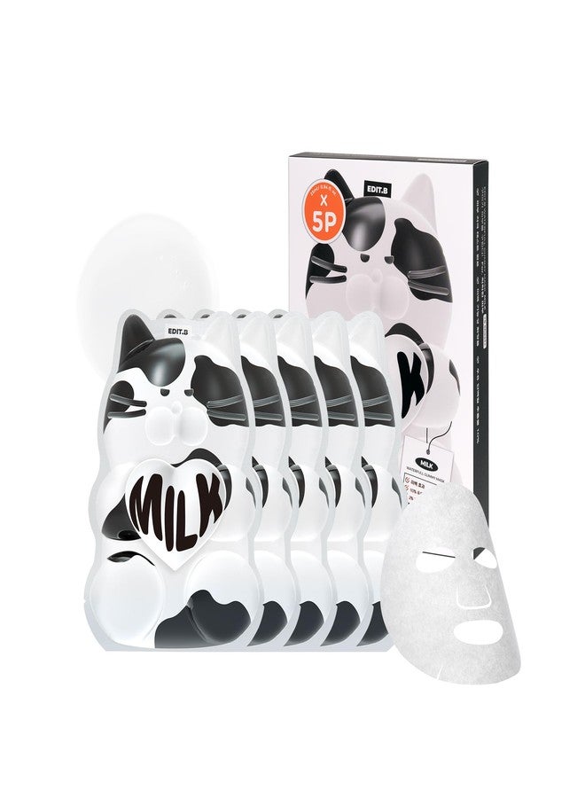 EDIT.B Waterfull Gummy Mask 5 Pcs, Hydrating Korean Daily Skincare Facial Sheet Mask for Sensitive Skin, Skin-Adhering Gummy Texture for Intense Moisture & Soothing Care, Calming, Brightening (MILK) - Image 1