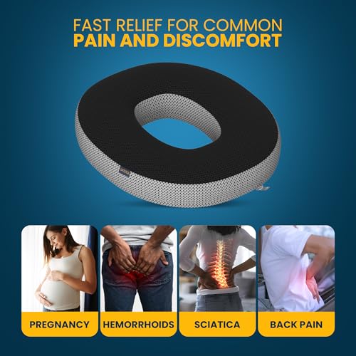 Orista Memory Foam Donut Cushion for Sitting | Orthopedic Seat Cushion with Breathable Mesh Cover | Coccyx Tailbone Pressure Relief Cushion for Office Chair Car & Home - Image 2