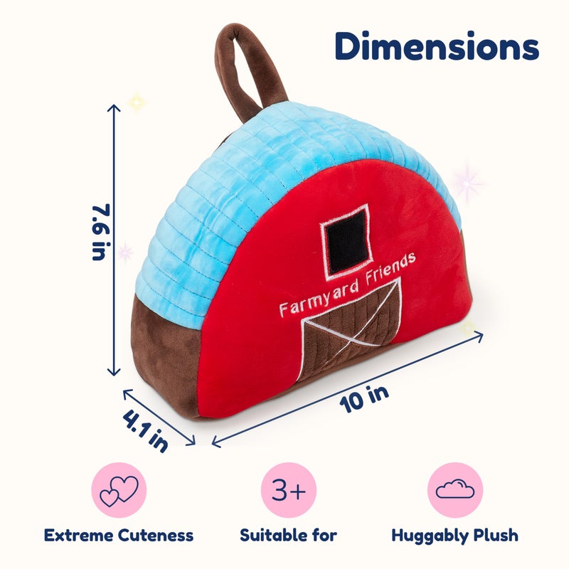 PixieCrush Plush Barn with Farm Animals - Set of 5 - Soft Textiles - Includes 4 Stuffed Farm Animals - Sheep Pig Cow Chicken - Farmyard Carry Bag - Portable and Easy to Carry - Multicolor - Image 3