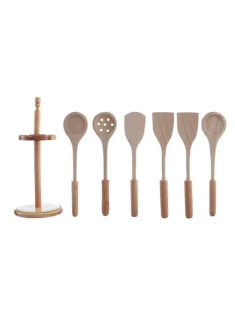 Wooden Cooking Utensils Set with Stand - Image 2