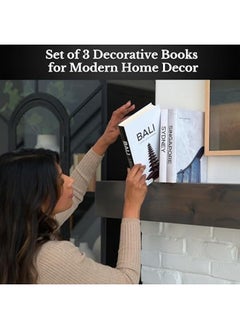 NIBEMINENT Decorative Books for Home Decor — Decor Books for Coffee Table, Designer Books Decor Set of 3, Modern Book Decor Stack — Faux Books for Decoration, Designer Books for Decor, Faux Books for Bookshelf  - Image 2