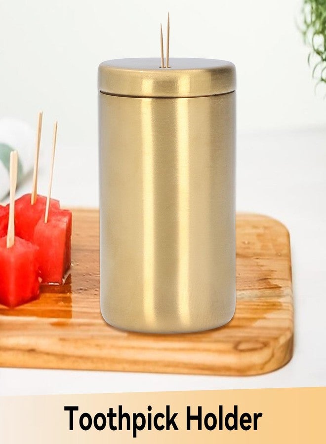 Gsycle 2PCS Gold Toothpick Holder, Toothpick Dispenser Toothpick Box Stainless Steel Toothpick Holder Toothpick Case for Kitchen Restaurant - Image 4