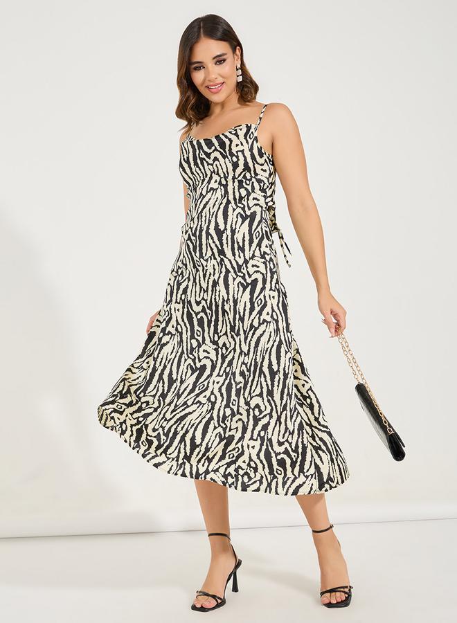 Styli Animal Print Strappy A-Line Midi Dress  - Image 4