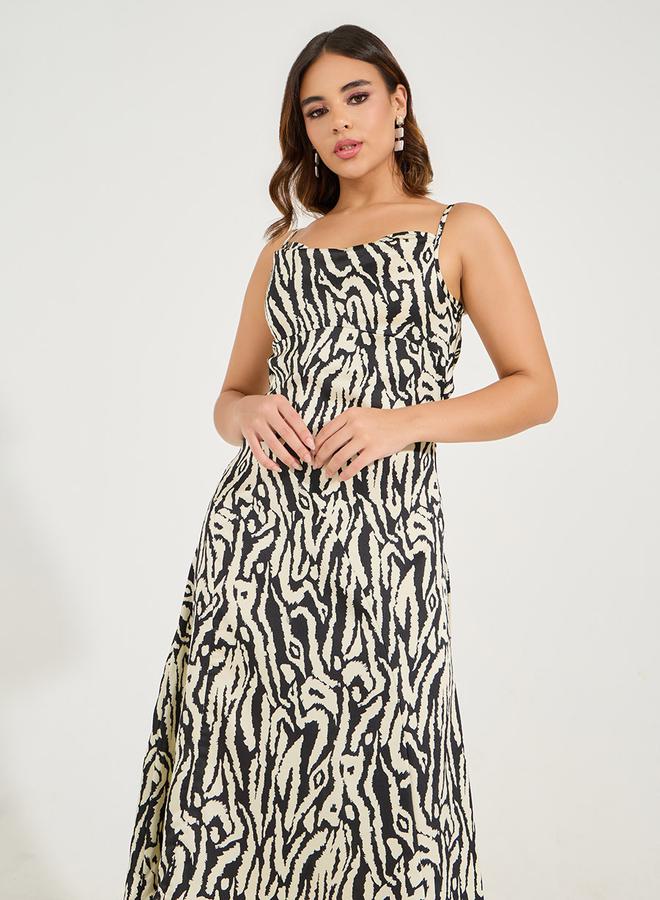 Styli Animal Print Strappy A-Line Midi Dress  - Image 2