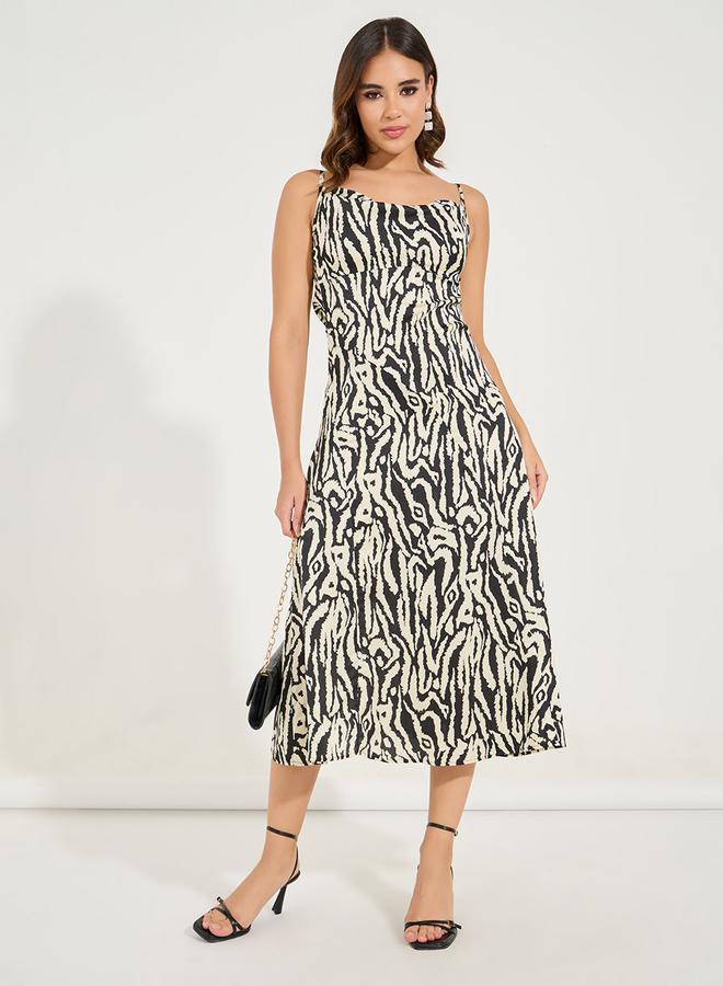 Styli Animal Print Strappy A-Line Midi Dress  - Image 1
