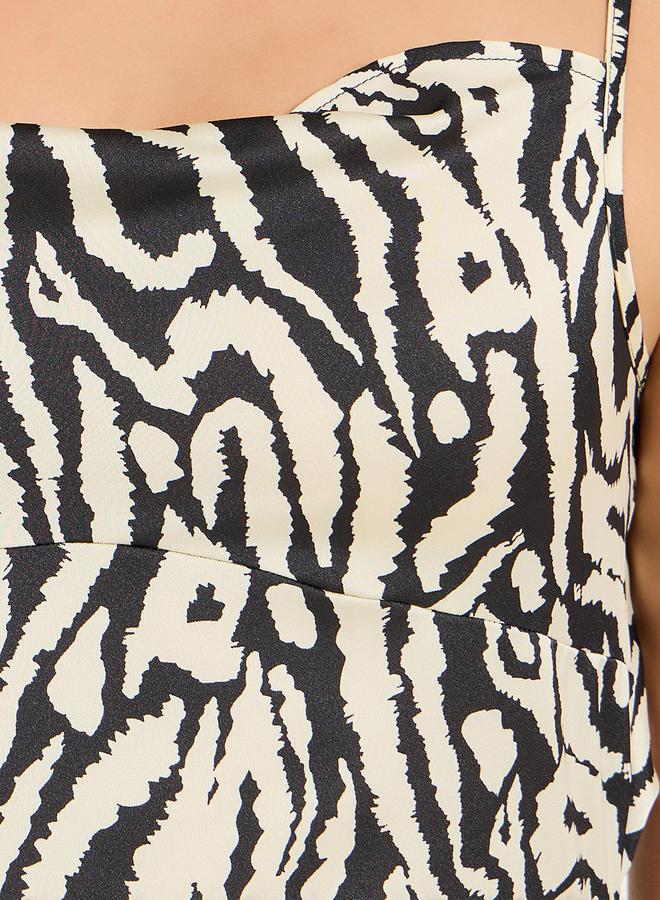 Styli Animal Print Strappy A-Line Midi Dress  - Image 3