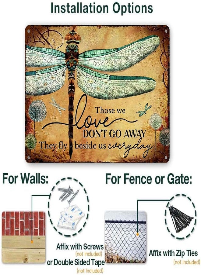 Ykfss Dragonfly Tin Sign Vintage Garden Decor Metal Signs Funny Wall Art Gifts For Women Those We Love Don't Go Away They Fly Beside Us Every Day Hippie Home Living Room Outdoor 12x8 Inch, QINTINlove - Image 2