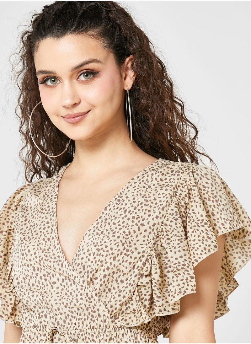 Ginger - Flouncy Sleeve Printed Playsuit - Image 1