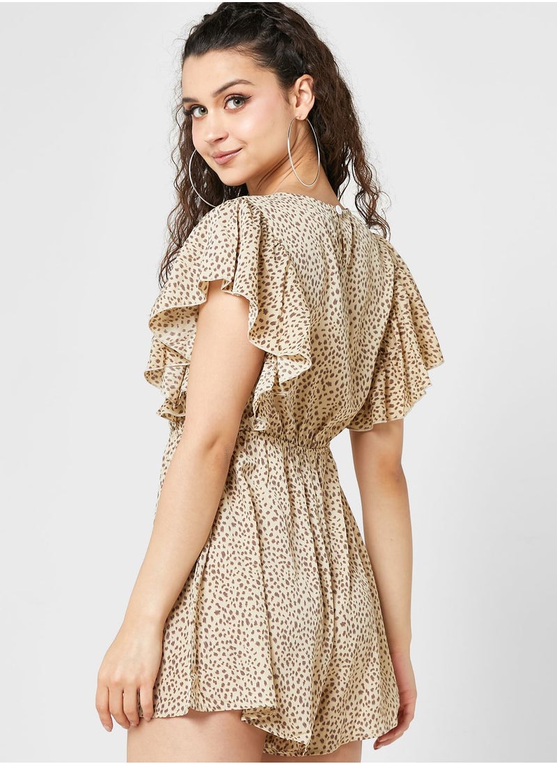 Ginger - Flouncy Sleeve Printed Playsuit - Image 1