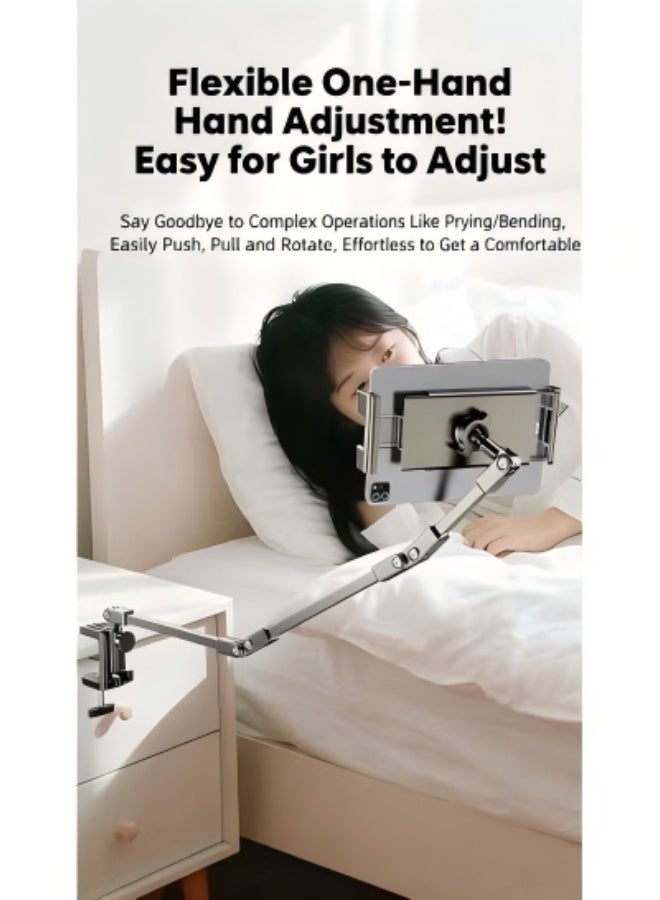 YelaJoy Adjustable Phone and Tablet Stand, Heavy-Duty Flexible Arm Compatible with 4.5-12.9 Inch Devices, 360-Degree Rotating Stand, Suitable for Desktops, Countertops, and Bedside Tables - Image 3