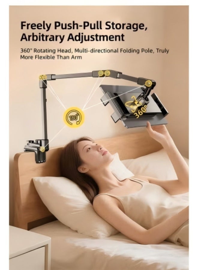 YelaJoy Adjustable Phone and Tablet Stand, Heavy-Duty Flexible Arm Compatible with 4.5-12.9 Inch Devices, 360-Degree Rotating Stand, Suitable for Desktops, Countertops, and Bedside Tables - Image 4