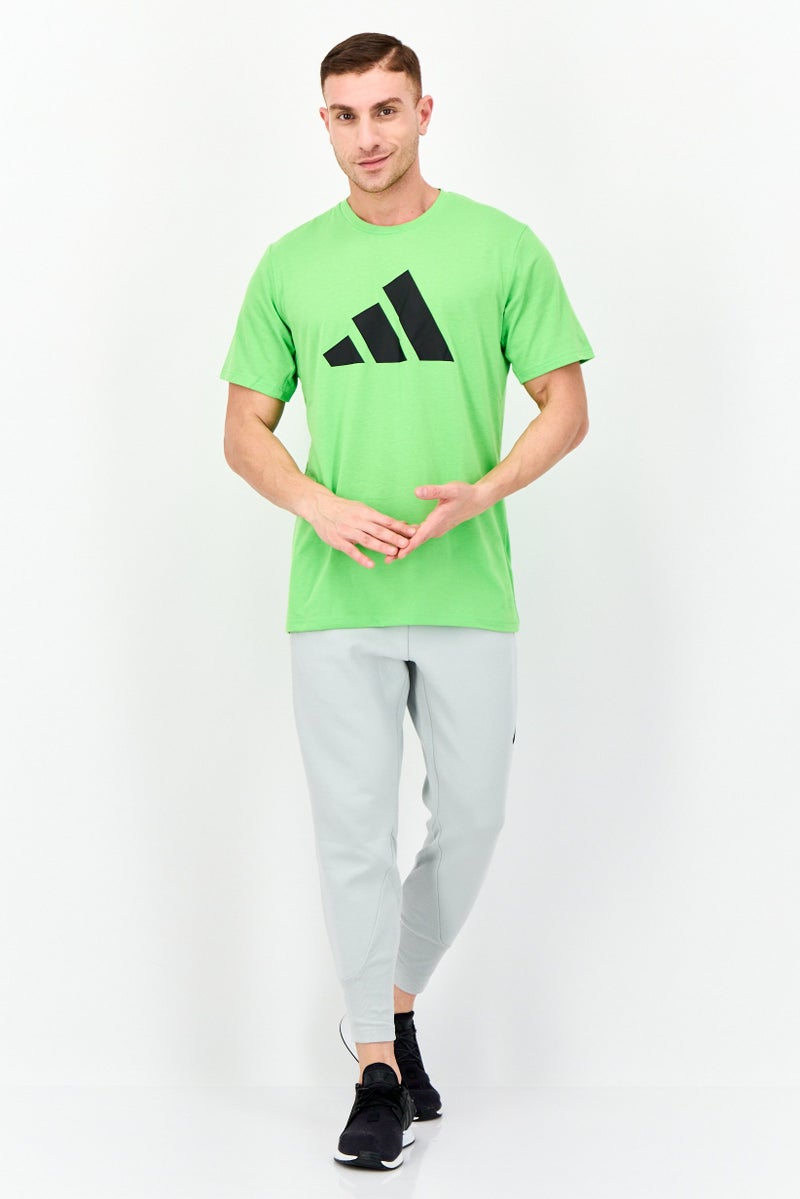 Adidas تي شيرت تدريب قصير الأكمام للرجال، رياضي، أخضر زاهي - Image 2