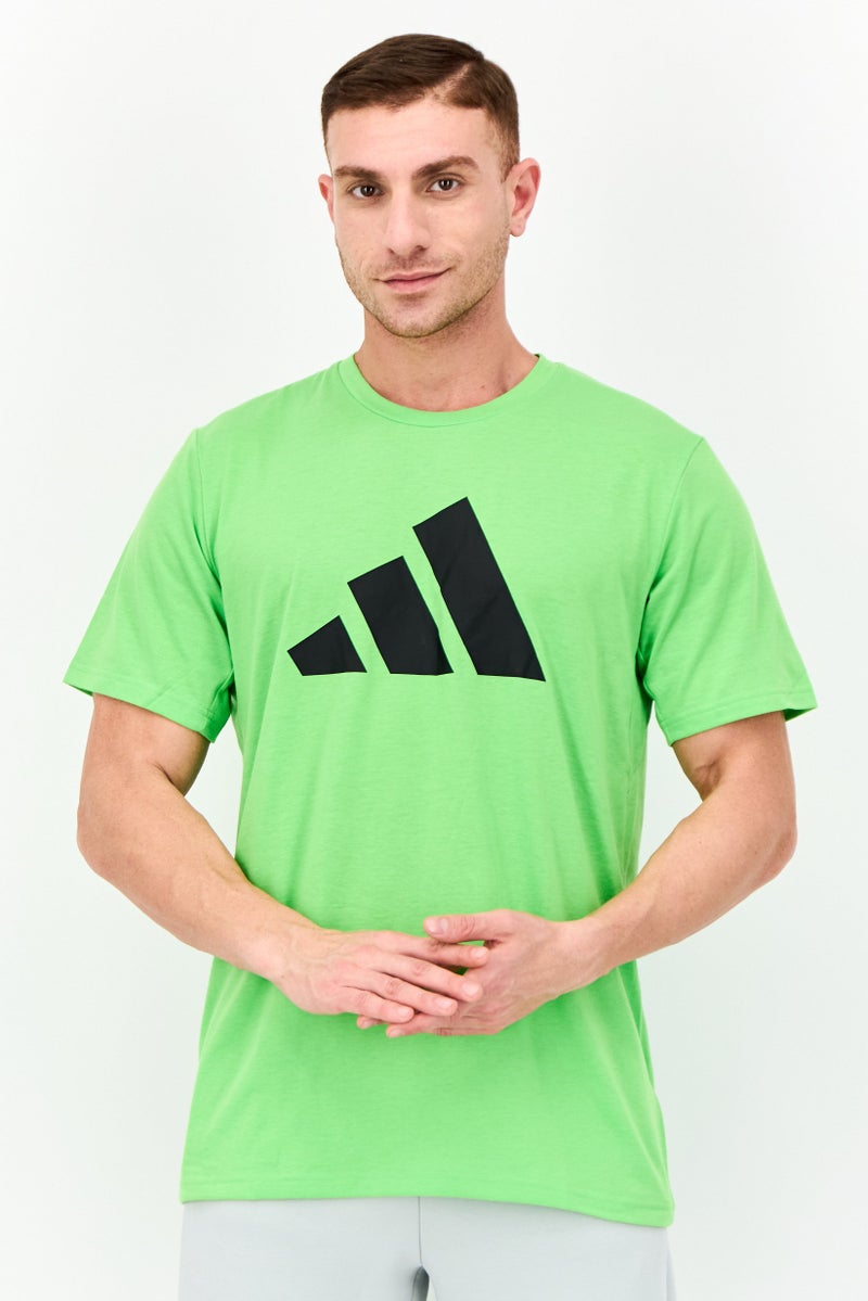 Adidas تي شيرت تدريب قصير الأكمام للرجال، رياضي، أخضر زاهي - Image 1