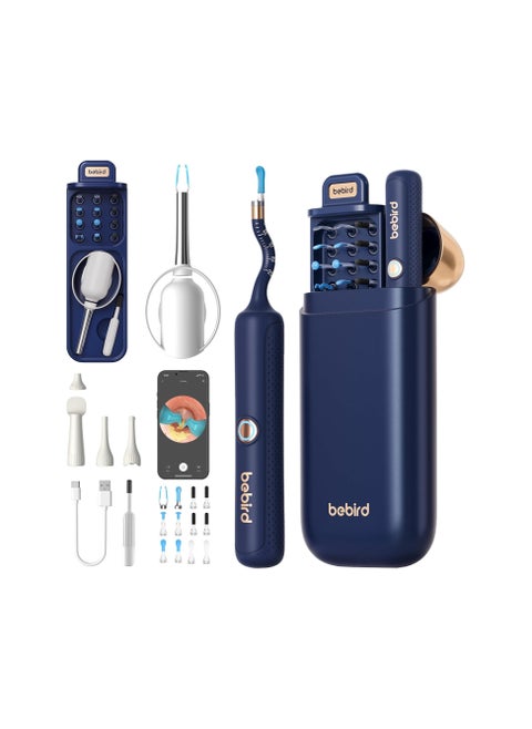 Earsight Plus: Ear Wax Removal Tool Camera & Light, Visual Earwax Cleaner with Cleaning Kit As Spade/Spoon/Picker/Tweezers Clean Ears for Family, Ear-Scope Wireless WiFi Connect (Dark Blue)