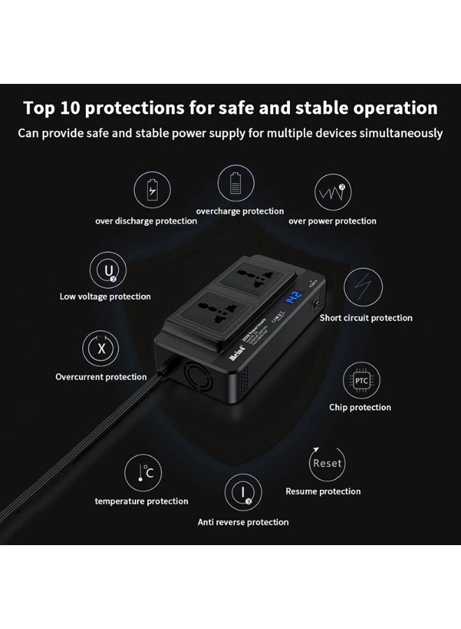 Multifunctional Car Inverter 12V to 220V Power Converter Inverter Universal Plug and Socket - Image 5