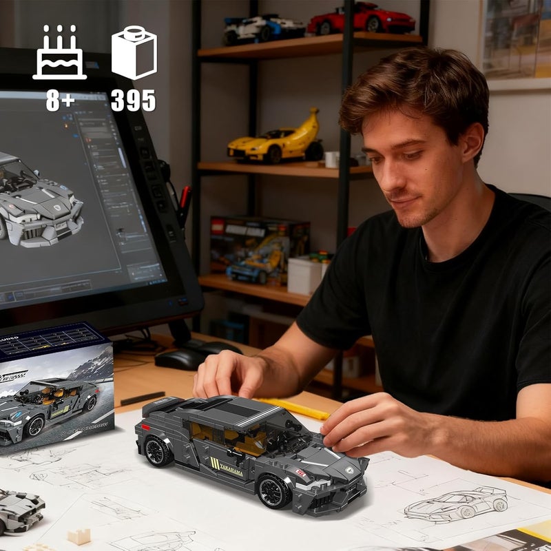 mould king 27052 Speed Champion Racing Car Building Toy with a Display Case, Model Building Block Model Car Kit, Gift for kids & Adults (389Pcs) - Image 5