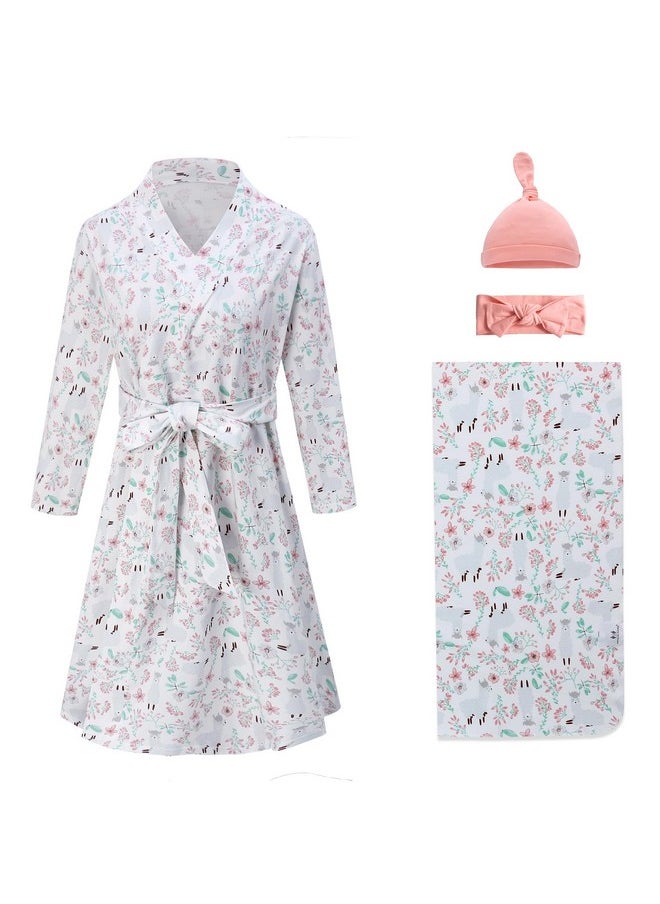 Miracle Baby Maternity Robe And Baby Swaddle Blanket, Matching Robe And Swaddle Set Mom And Baby, Hospital Labor And Delivery Gown  - Image 1