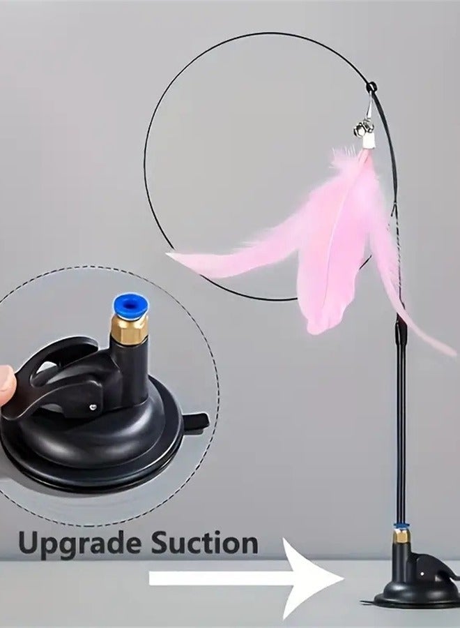 Long pole powerful suction cup funny cat stick-replaceable pink feather headband bell - Image 2