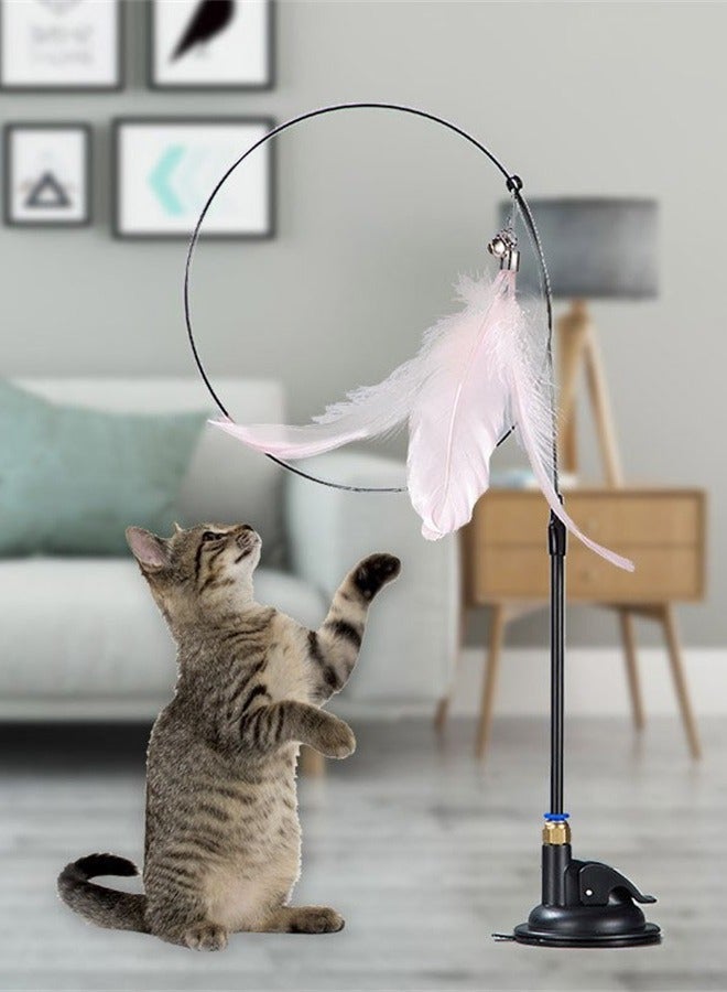 Long pole powerful suction cup funny cat stick-replaceable pink feather headband bell - Image 3