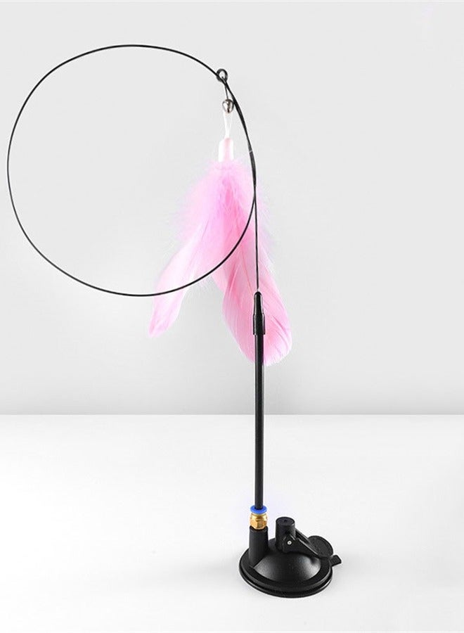 Long pole powerful suction cup funny cat stick-replaceable pink feather headband bell - Image 4