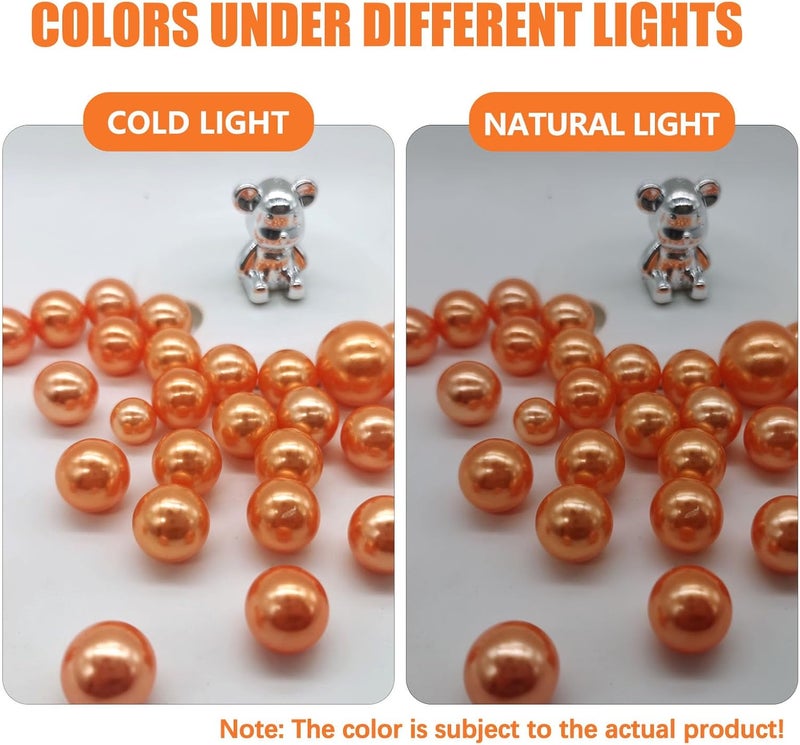 Luerbi Orange Vase Filler | 150PCS Pearls Bead for Centerpieces Vases | 8/14/20 mm No Hole Beads, Fake Pearls for Wedding Birthday Thanksgiving Theme Party Table Centerpieces Decor - Image 3
