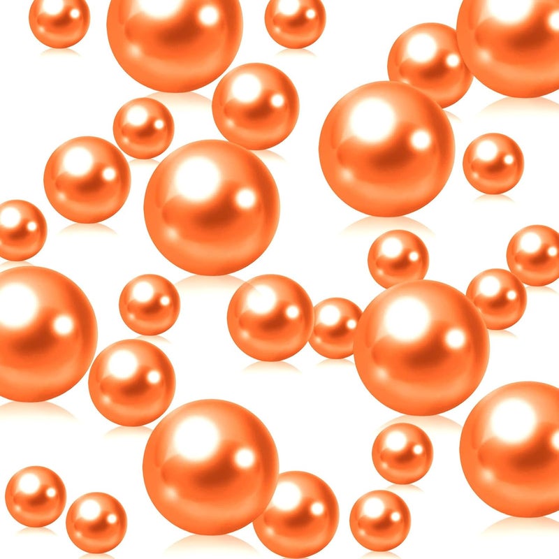 Luerbi Orange Vase Filler | 150PCS Pearls Bead for Centerpieces Vases | 8/14/20 mm No Hole Beads, Fake Pearls for Wedding Birthday Thanksgiving Theme Party Table Centerpieces Decor - Image 1