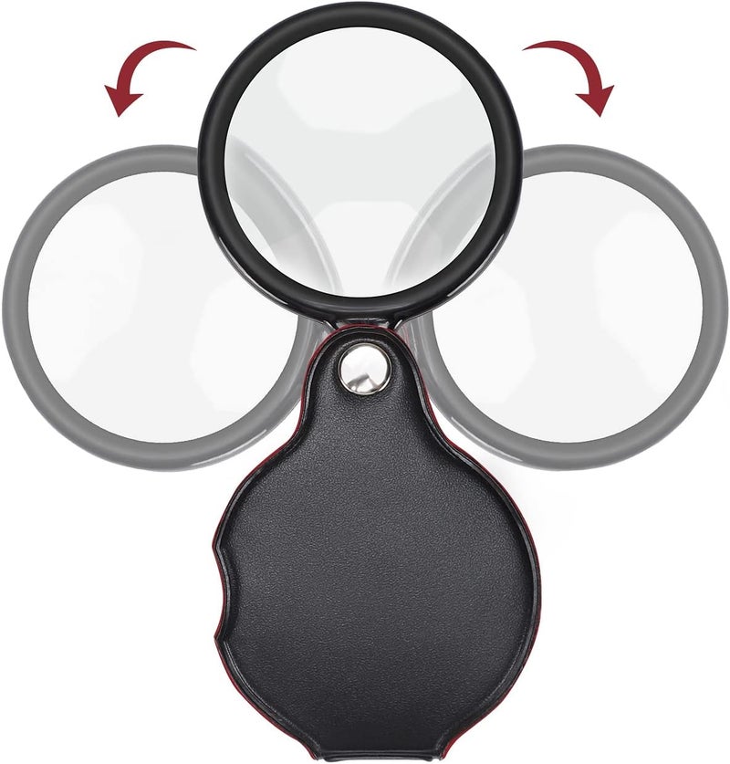 TEOYALL 10X Small Magnifying Glass, 6 PCS Mini Pocket Magnifier Folding Magnify Glass with Rotating Protective Holster - Image 5