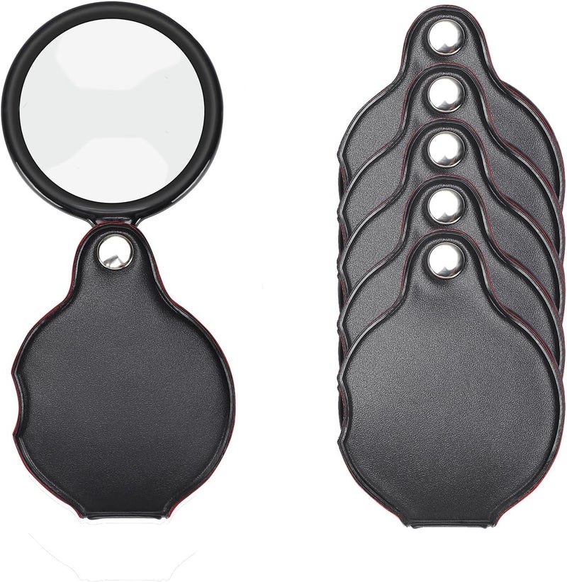 TEOYALL 10X Small Magnifying Glass, 6 PCS Mini Pocket Magnifier Folding Magnify Glass with Rotating Protective Holster - Image 1