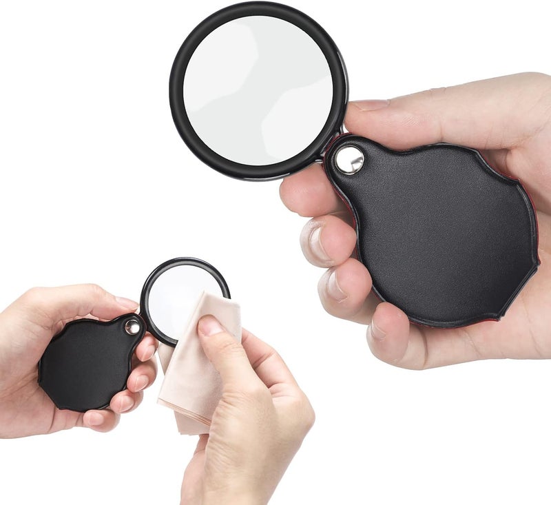 TEOYALL 10X Small Magnifying Glass, 6 PCS Mini Pocket Magnifier Folding Magnify Glass with Rotating Protective Holster - Image 3