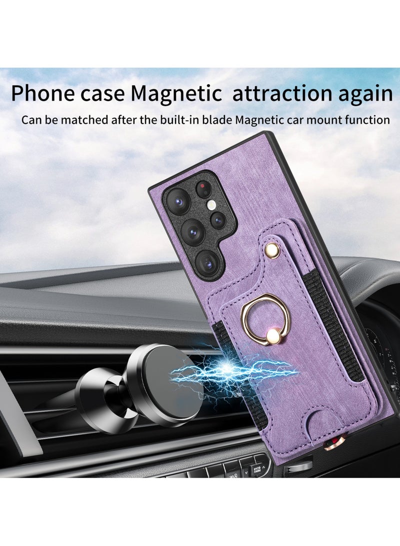 general Samsung Galaxy S24 Ultra Case Card Clip, Ring Holder, RFID Shield, Wrist Strap, Camera Lens Protector, Samsung Galaxy S24 Ultra 2024 Leather Magnetic Protective Flip Cover - Image 5