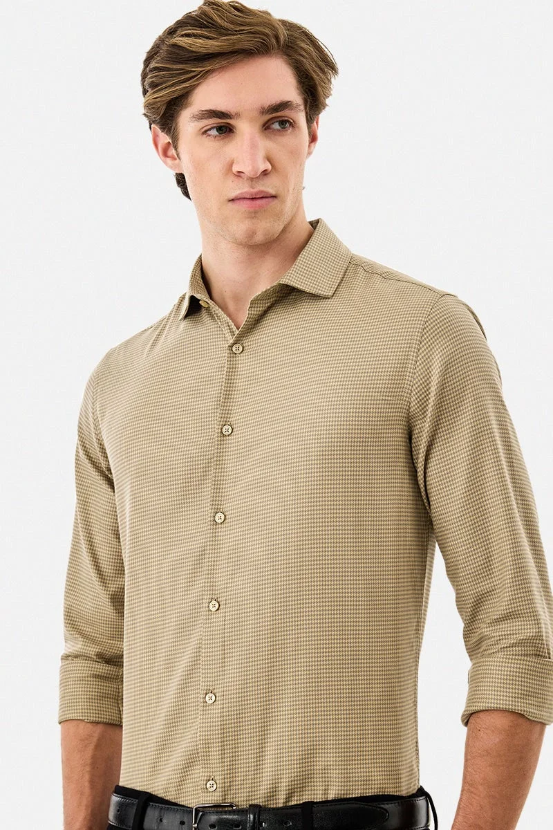 SNITCH Slim Fit Micro Checks Luxe Shirt