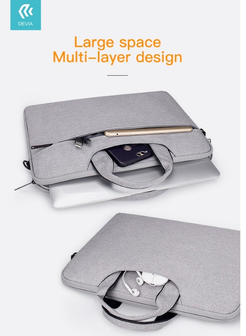 Devia Justyle Laptop Carrying Handbag 15.4" Compatible for MacBook Pro 15.4" & 16" - Slim Portable Waterproof Sleeve Case Cover Bag - Bump & Shock Absorption - Light Gray - Image 1