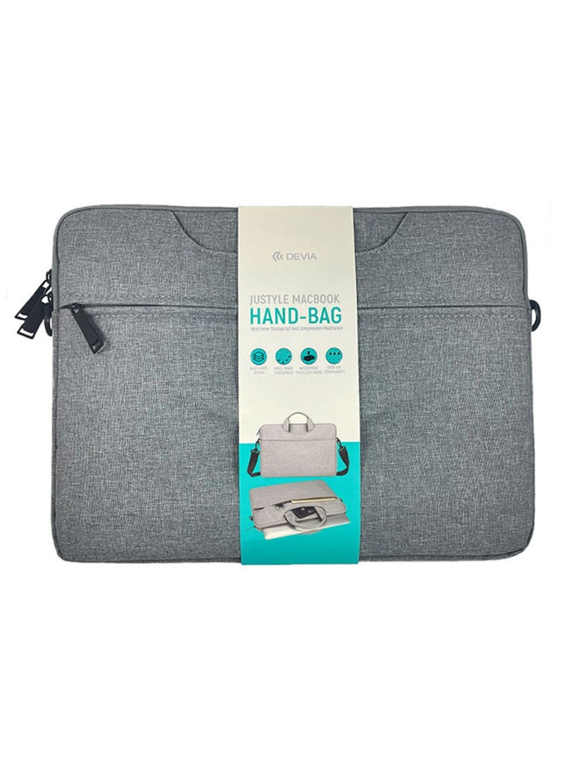 Devia Justyle Laptop Carrying Handbag 15.4" Compatible for MacBook Pro 15.4" & 16" - Slim Portable Waterproof Sleeve Case Cover Bag - Bump & Shock Absorption - Light Gray - Image 3
