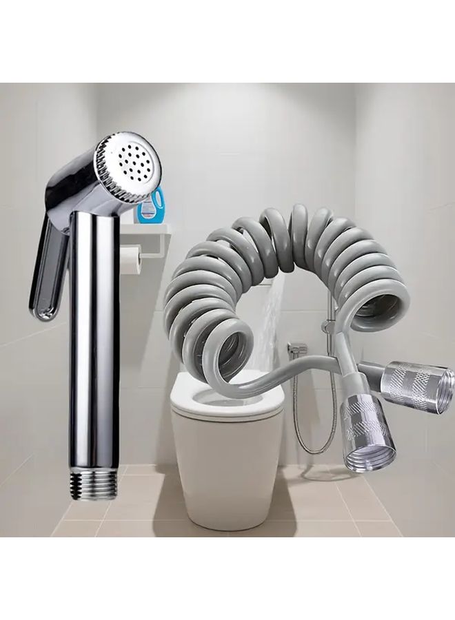 Adjustable Bidet Sprayer Kit With Long Spray Gun And 78 74 Inch Gray Telescopic Hose - Image 1