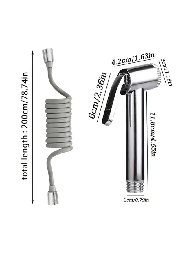 Adjustable Bidet Sprayer Kit With Long Spray Gun And 78 74 Inch Gray Telescopic Hose - Image 3