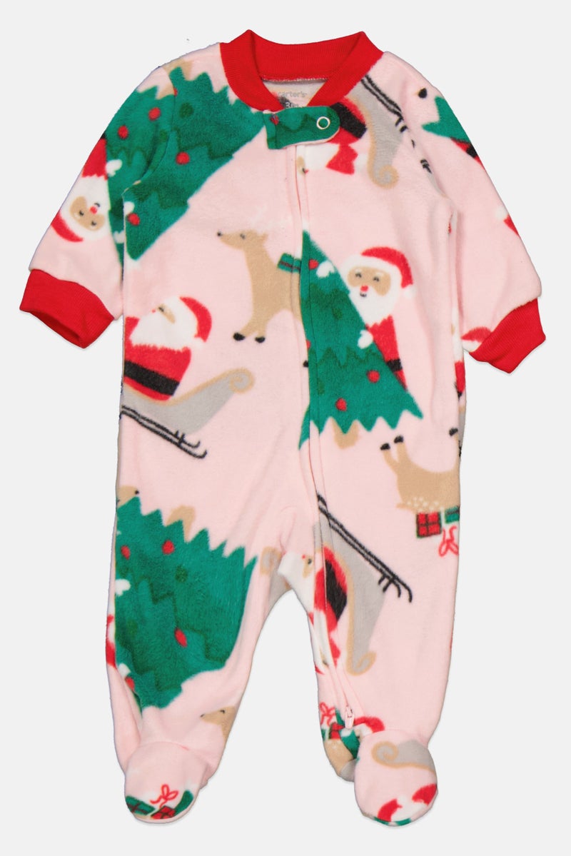 carter's Toddlers Girl Allover Print Long Sleeves Jumpsuit, Pink - Image 1