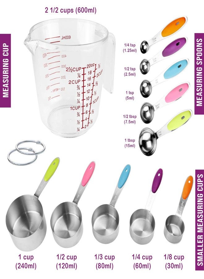 CONTROL KITCHEN Measuring Cups and Spoons Set 11 Piece. Includes 10 Stainless Steel Measuring Spoons and Cups Set and 1 Plastic Measuring Cup. Liquid Measuring Cups Set and Dry Metal Measuring Cup Set - Image 2